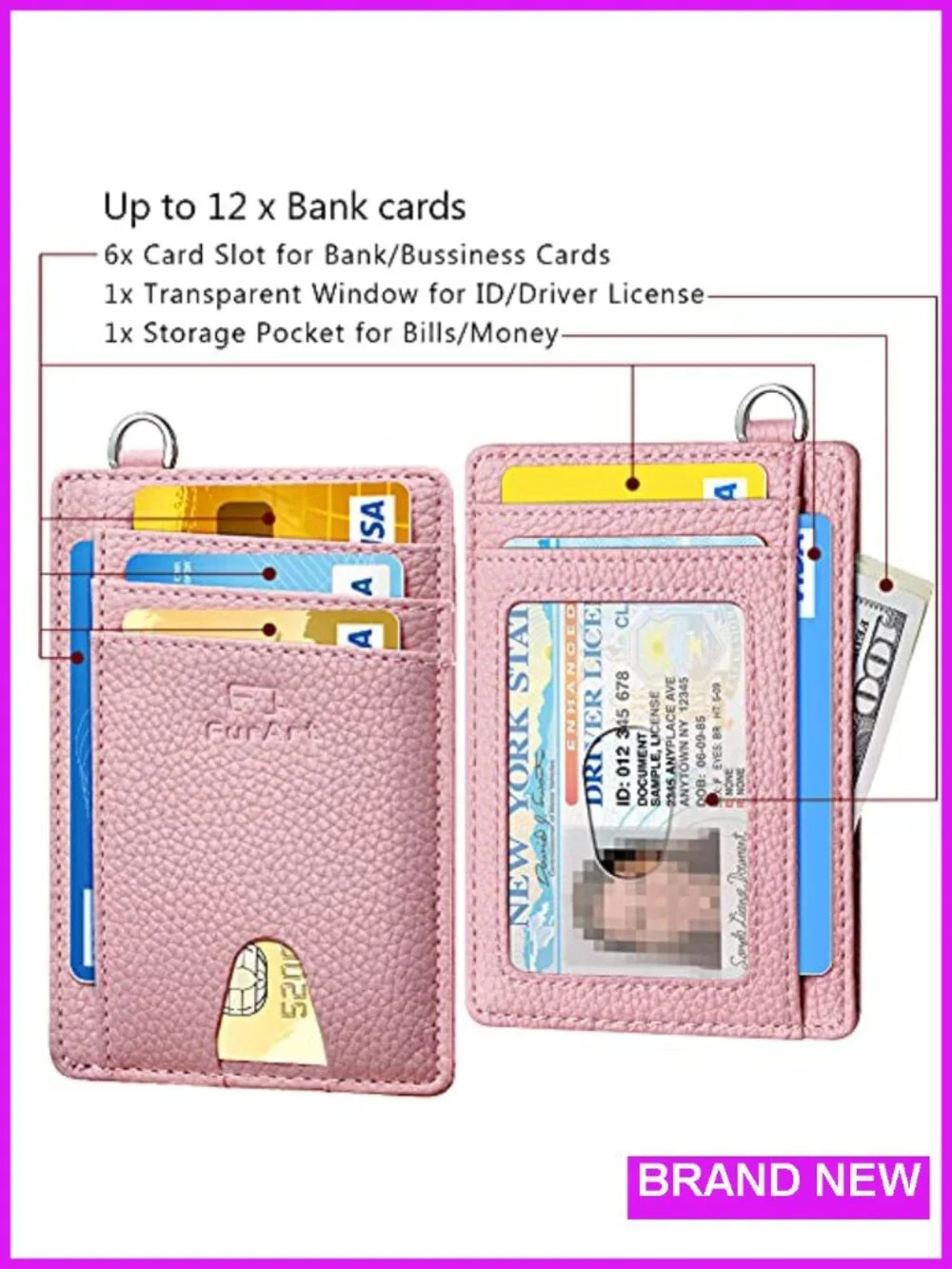 Ultra Slim RFID Blocking Minimalist Wallet with ID Window